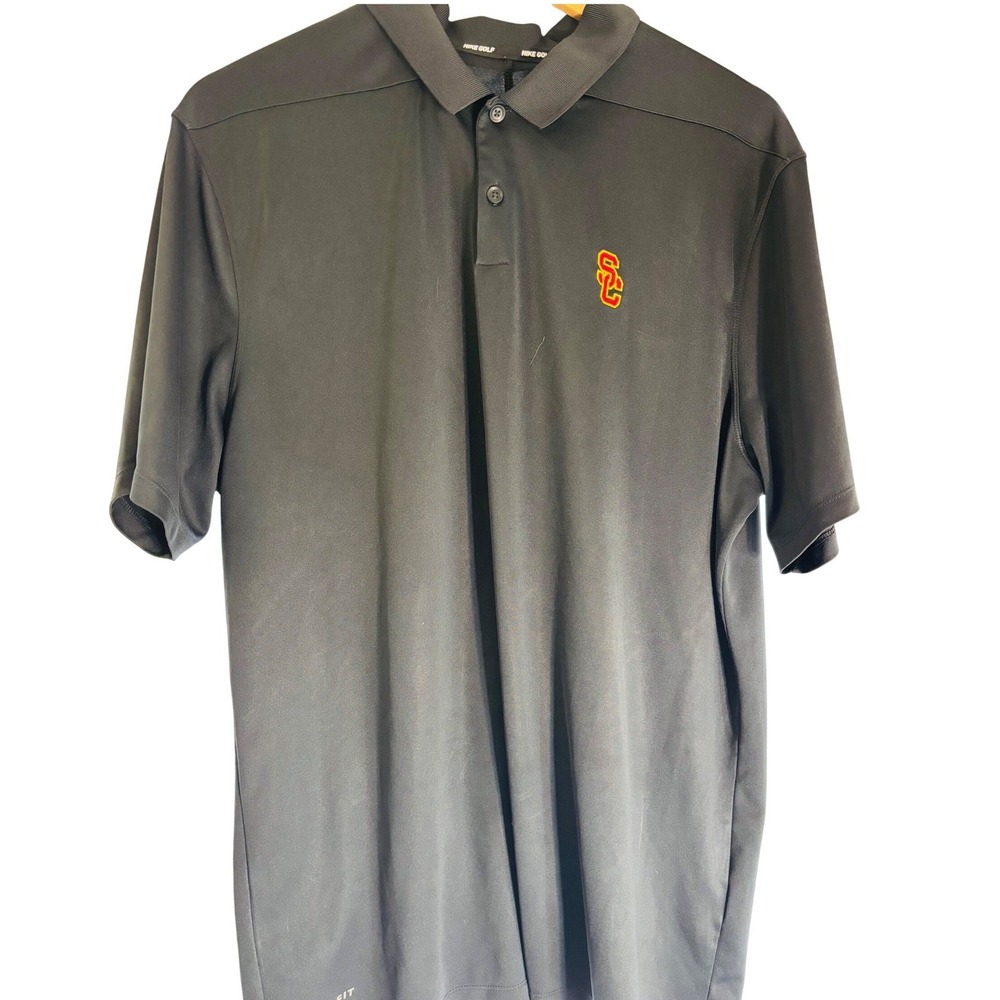 Nike Golf USC Trojans Dri-FIT Polo Shirt Mens Black Short Sleeve NCAA Large - Picture 2 of 6